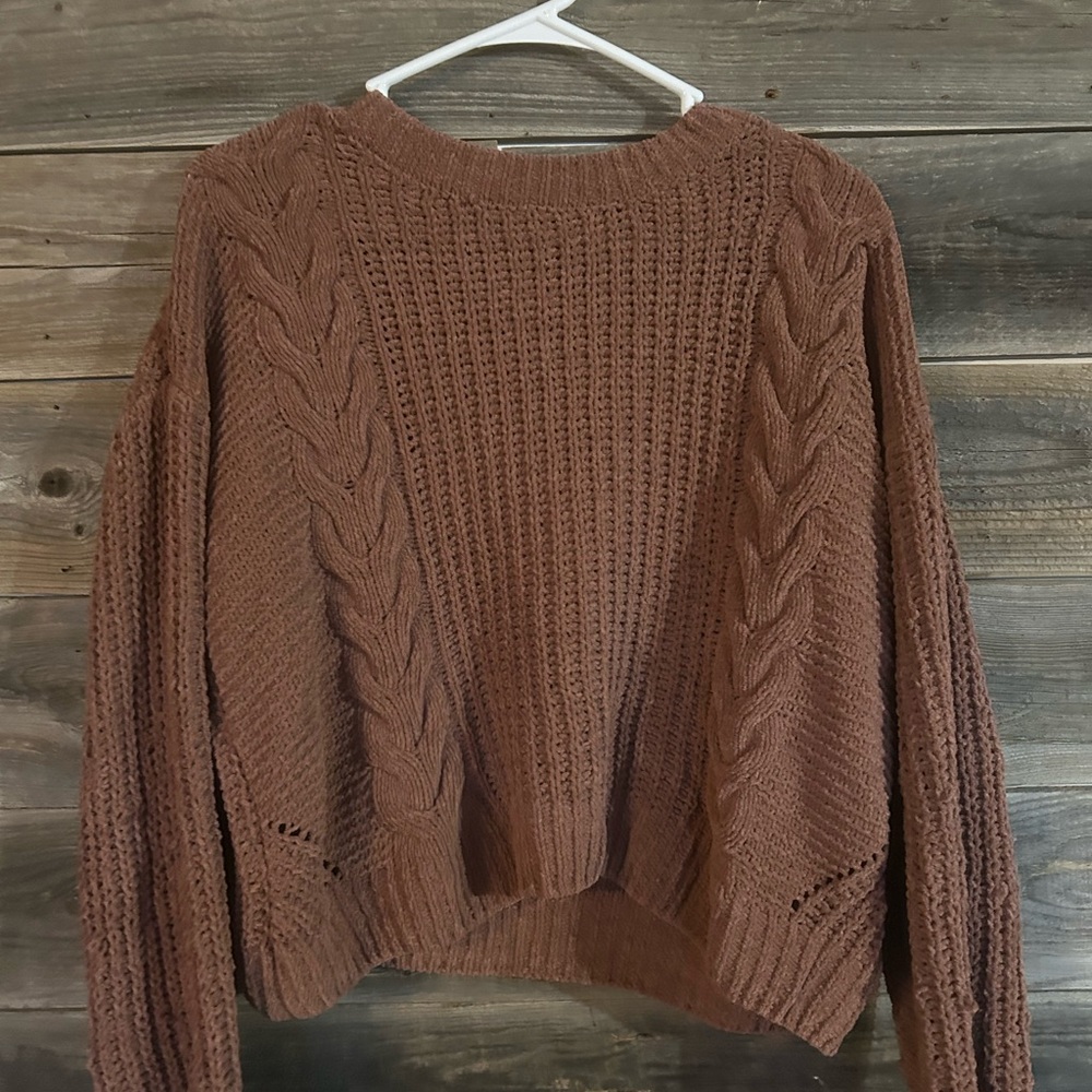 Cozy Brown Cable Knit Sweater
